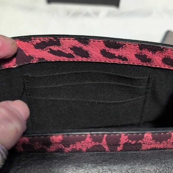 Furla Julia Mini Pink And Black Leopard Printed Leather Clutch/Crossbody 🔥 - Picture 12 of 14